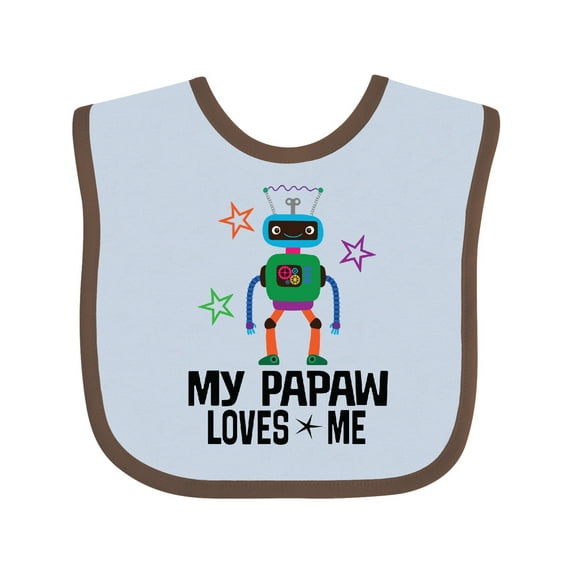 Inktastic My Papaw Loves Me Grandson Robot Boys Baby Bib
