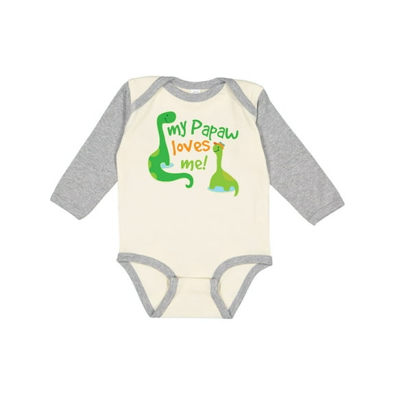 Inktastic My Papaw Loves Me dinosaur Boys Long Sleeve Baby Bodysuit