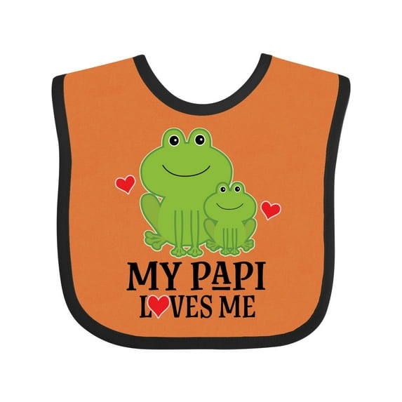 Inktastic My Papi Loves Me Grandson Frog Boys Baby Bib