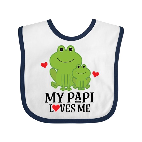 Inktastic My Papi Loves Me Grandson Frog Boys Baby Bib