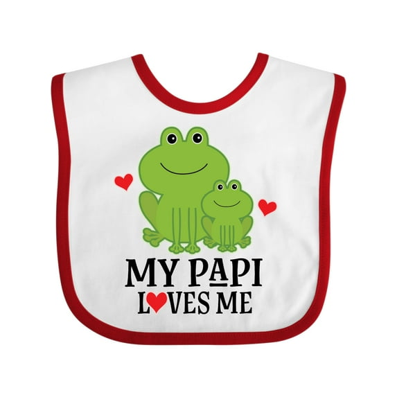 Inktastic My Papi Loves Me Grandson Frog Boys Baby Bib
