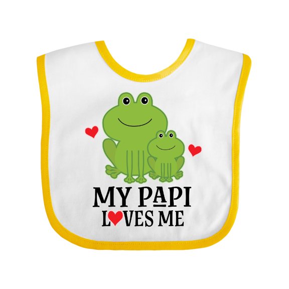 Inktastic My Papi Loves Me Grandson Frog Boys Baby Bib