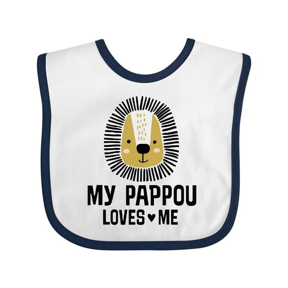 Inktastic My Pappou Loves Me Grandson Lion Boys Baby Bib