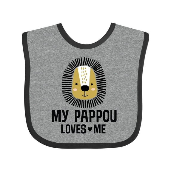 Inktastic My Pappou Loves Me Grandson Lion Boys Baby Bib