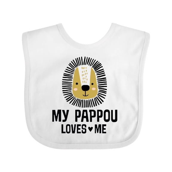 Inktastic My Pappou Loves Me Grandson Lion Boys Baby Bib