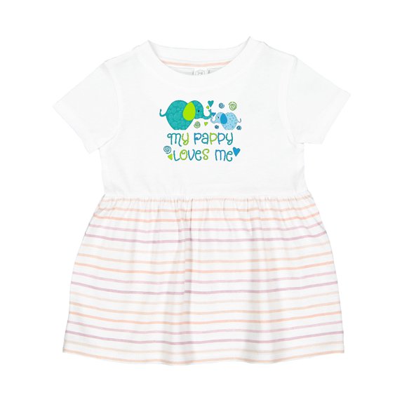 Inktastic My Pappy Loves Me Cute Elephants Girls Baby Dress