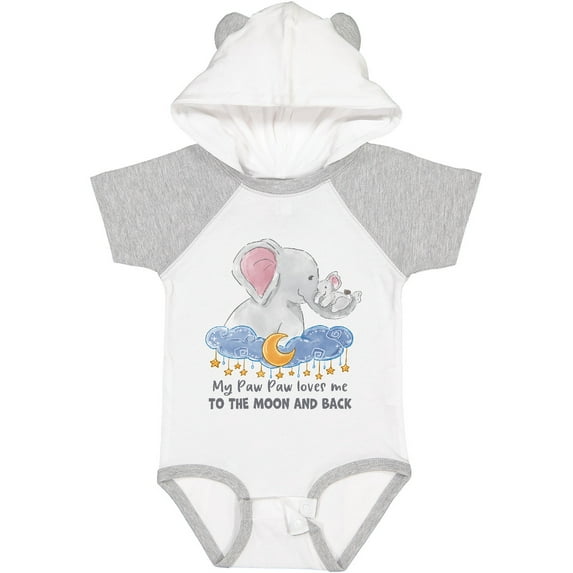 Inktastic My Paw Paw Loves Me to the Moon and Back Elephant Family Boys or Girls Baby Bodysuit