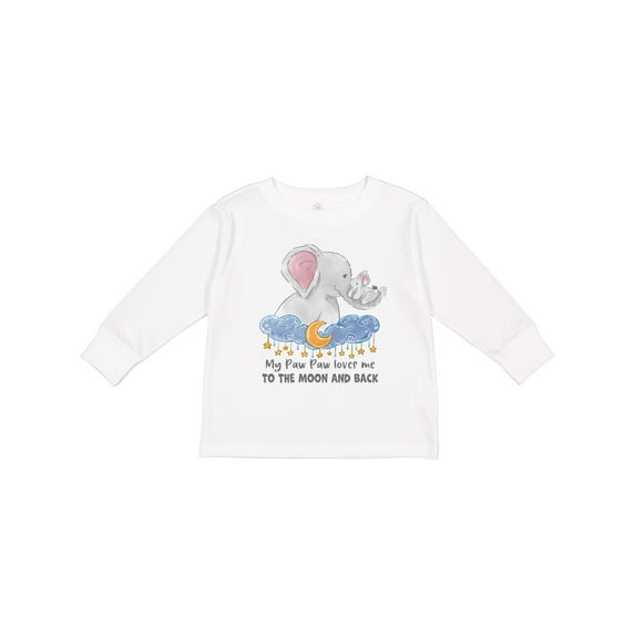 Inktastic My Paw Paw Loves me to the Moon and Back Elephant Family Boys or Girls Long Sleeve Toddler T-Shirt