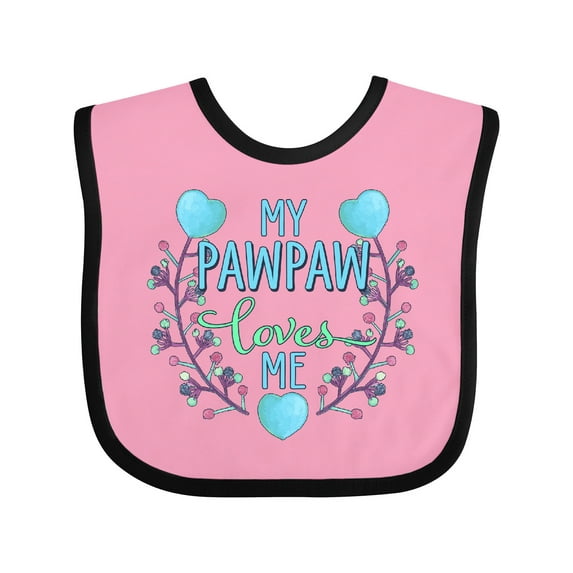 Inktastic My Pawpaw Loves Me with Flowers and Hearts Boys or Girls Baby Bib