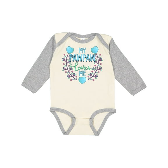 Inktastic My Pawpaw Loves Me with Flowers and Hearts Boys or Girls Long Sleeve Baby Bodysuit