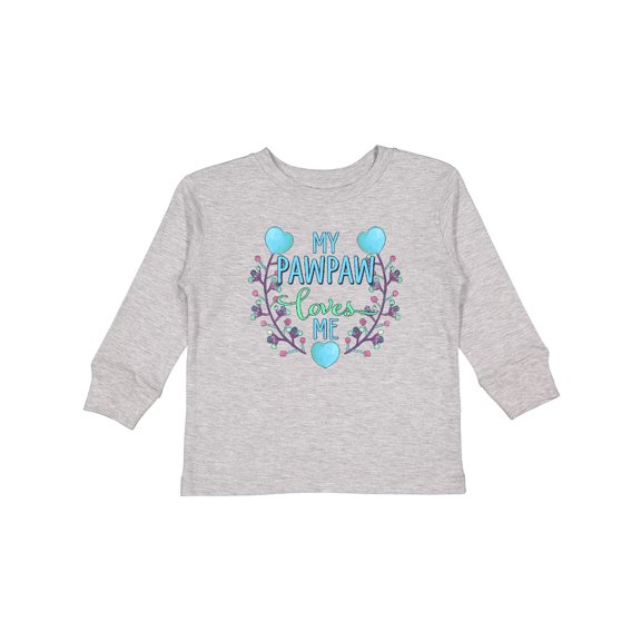 Inktastic My Pawpaw Loves Me with Flowers and Hearts Boys or Girls Long Sleeve Toddler T-Shirt