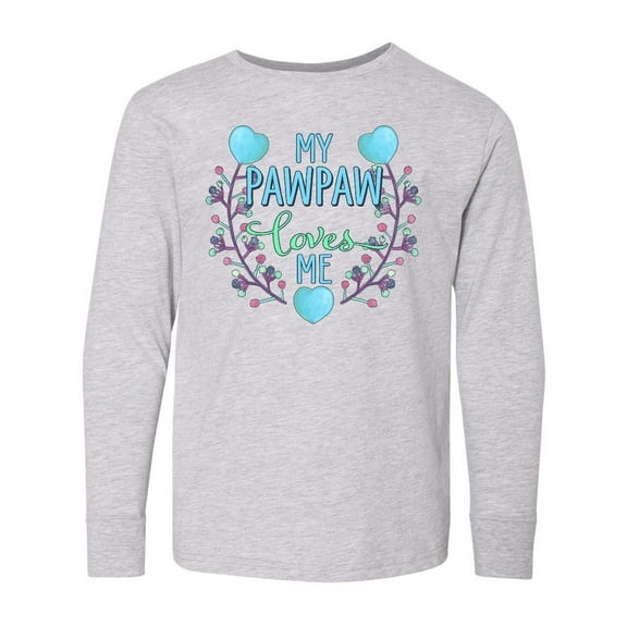 Inktastic My Pawpaw Loves Me with Flowers and Hearts Long Sleeve Youth T-Shirt