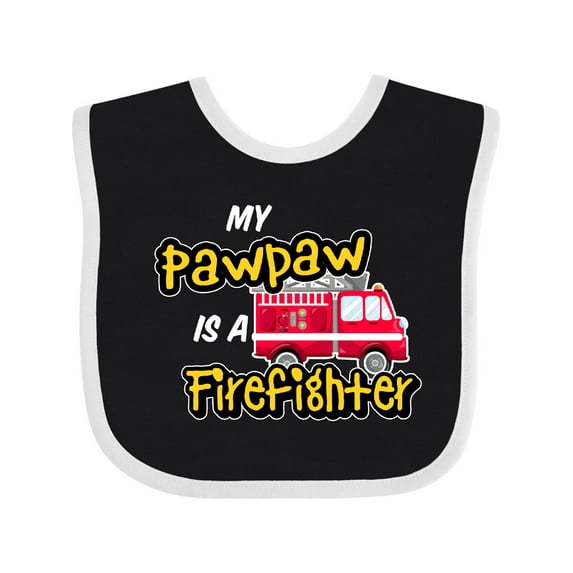 Inktastic My Pawpaw is a Firefighter with Fire Truck Boys or Girls Baby Bib