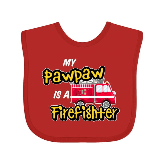 Inktastic My Pawpaw is a Firefighter with Fire Truck Boys or Girls Baby Bib