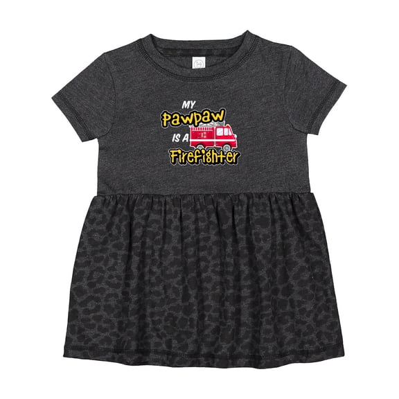 Inktastic My Pawpaw is a Firefighter with Fire Truck Girls Baby Dress