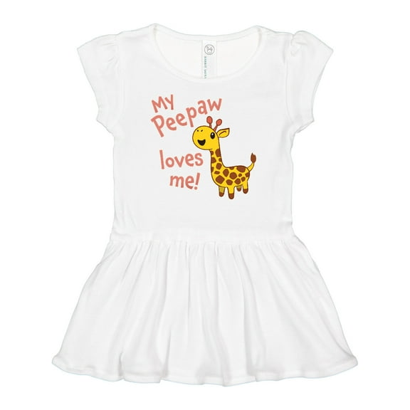 Inktastic My Peepaw Loves me- cute giraffe Girls Baby Dress