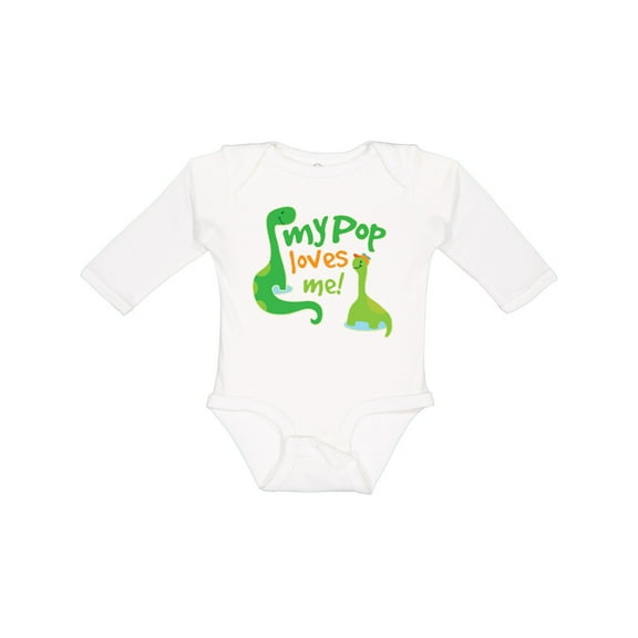 Inktastic My Pop Loves Me Dinosaur Boys Long Sleeve Baby Bodysuit