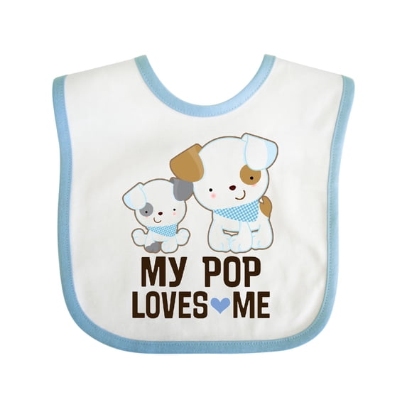 Inktastic My Pop Loves Me Grandson Puppy Boys Baby Bib