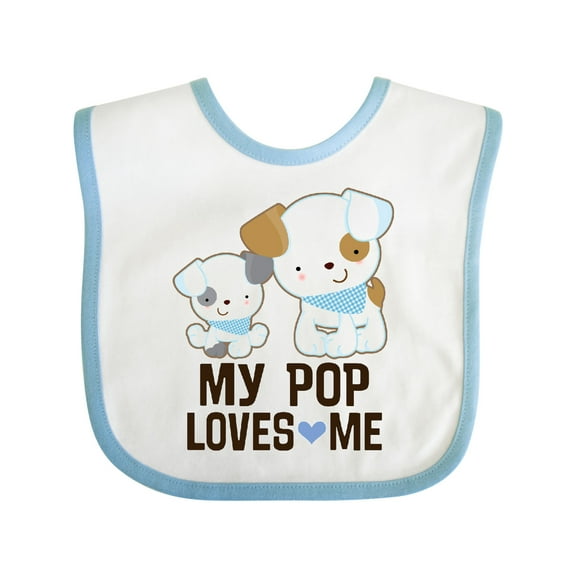 Inktastic My Pop Loves Me Grandson Puppy Boys Baby Bib