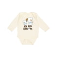 thumbnail image 1 of Inktastic My Pop Loves Me Grandson Puppy Boys Long Sleeve Baby Bodysuit, 1 of 5