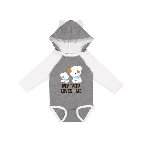 Inktastic My Pop Loves Me Grandson Puppy Boys Long Sleeve Baby Bodysuit