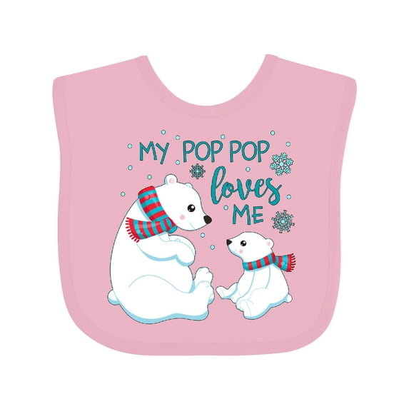 Inktastic My Pop Pop Loves Me Cute Polar Bears Boys or Girls Baby Bib