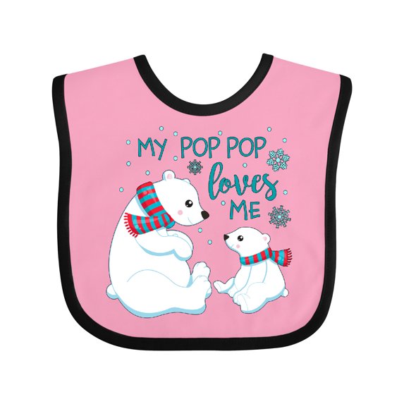 Inktastic My Pop Pop Loves Me Cute Polar Bears Boys or Girls Baby Bib