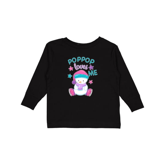 Inktastic My Pop Pop Loves Me Cute Snow Baby Boys or Girls Long Sleeve Toddler T-Shirt
