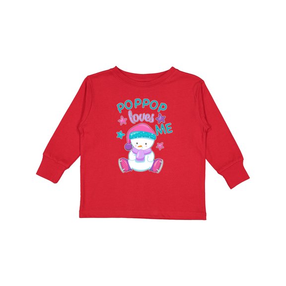 Inktastic My Pop Pop Loves Me Cute Snow Baby Boys or Girls Long Sleeve Toddler T-Shirt