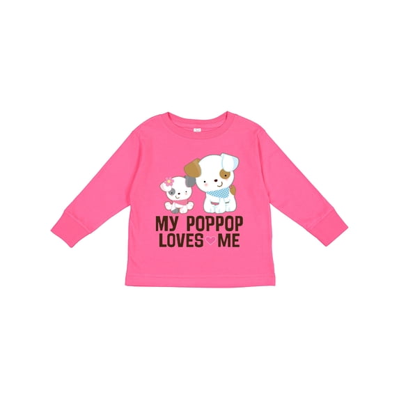 Inktastic My Pop Pop Loves Me Granddaughter Puppy Girls Long Sleeve Toddler T-Shirt