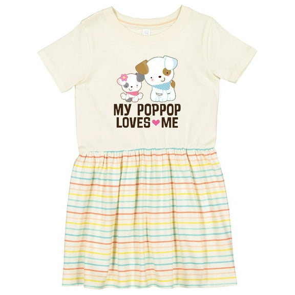 Inktastic My Pop Pop Loves Me Granddaughter Puppy Girls Toddler Dress