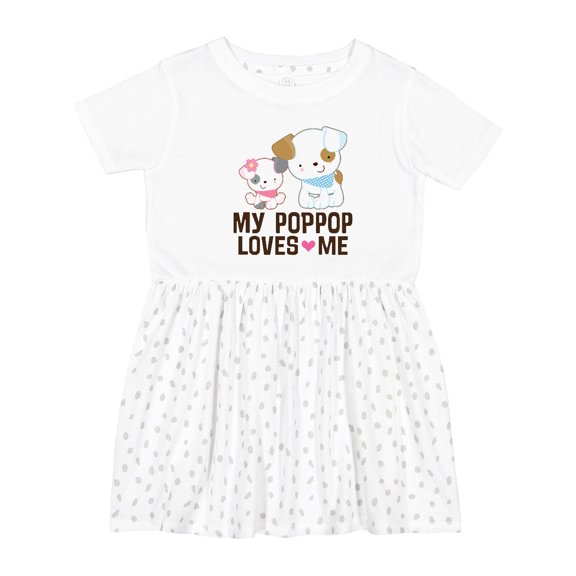 Inktastic My Pop Pop Loves Me Granddaughter Puppy Girls Toddler Dress