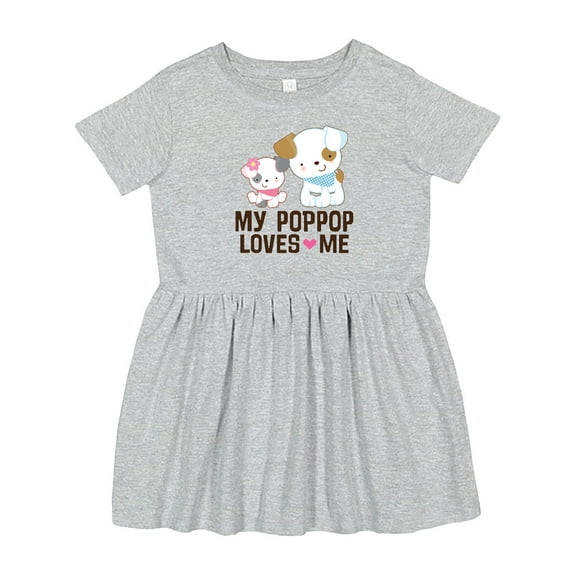 Inktastic My Pop Pop Loves Me Granddaughter Puppy Girls Toddler Dress