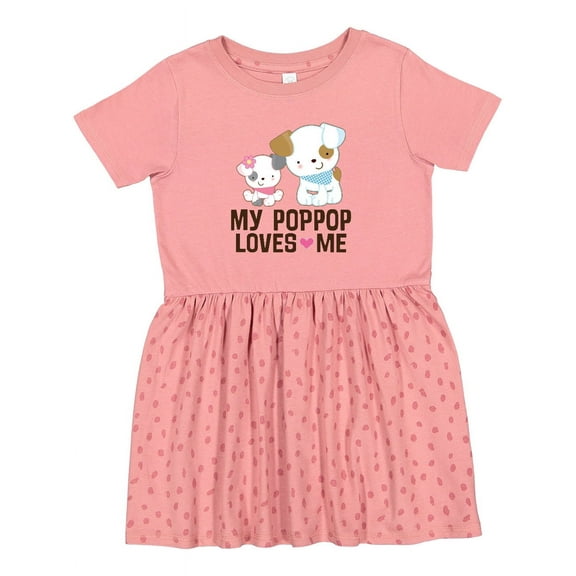 Inktastic My Pop Pop Loves Me Granddaughter Puppy Girls Toddler Dress
