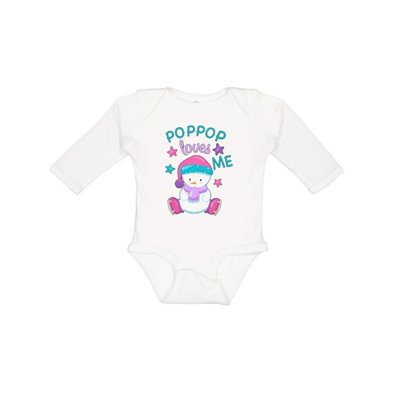 Inktastic My Pop Pop Loves Me- cute snow baby Boys or Girls Long Sleeve Baby Bodysuit