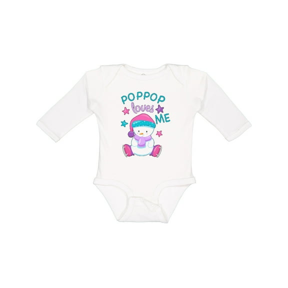 Inktastic My Pop Pop Loves Me- cute snow baby Boys or Girls Long Sleeve Baby Bodysuit