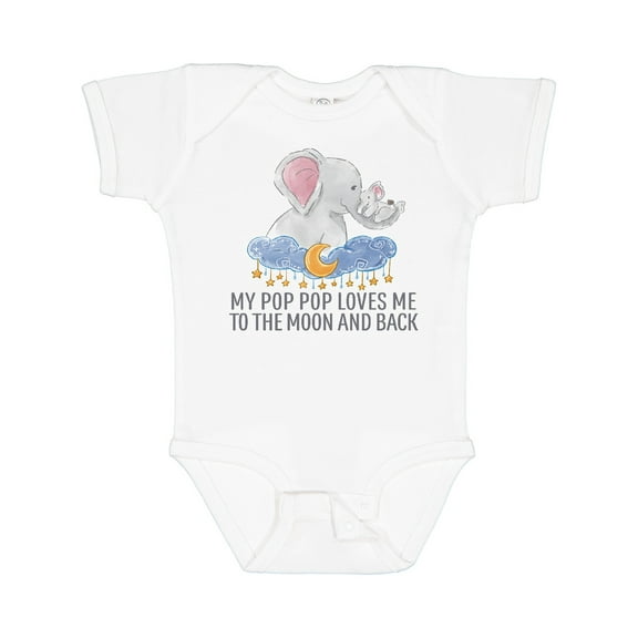 Inktastic My Pop Pop Loves Me to the Moon and Back Elephants in Clouds Boys or Girls Baby Bodysuit
