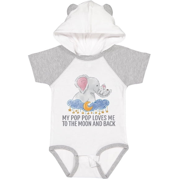 Inktastic My Pop Pop Loves Me to the Moon and Back Elephants in Clouds Boys or Girls Baby Bodysuit