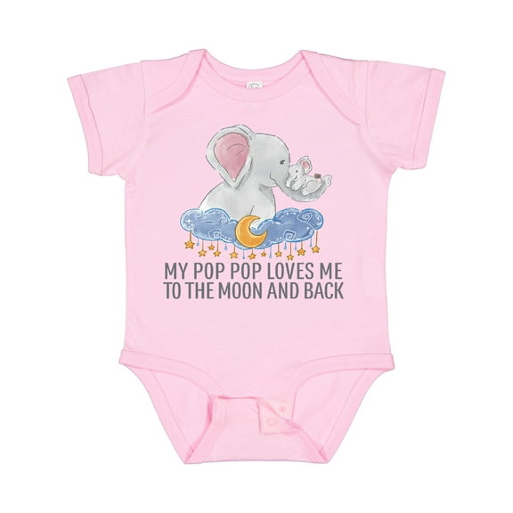 Inktastic My Pop Pop Loves Me to the Moon and Back Elephants in Clouds Boys or Girls Baby Bodysuit