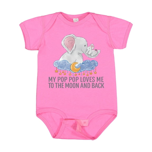 Inktastic My Pop Pop Loves Me to the Moon and Back Elephants in Clouds Boys or Girls Baby Bodysuit
