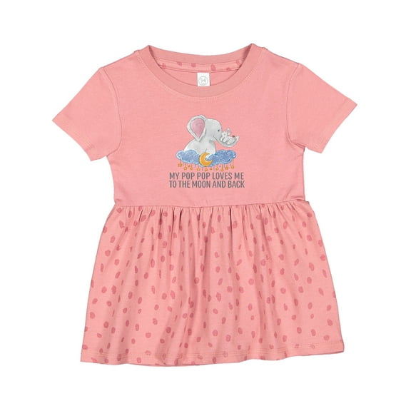 Inktastic My Pop Pop Loves Me to the Moon and Back Elephants in Clouds Girls Baby Dress