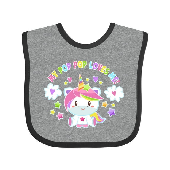 Inktastic My Pop Pop Loves Me with Cute Rainbow Unicorn Boys or Girls Baby Bib