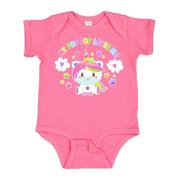 Inktastic My Pop Pop Loves Me with Cute Rainbow Unicorn Boys or Girls Baby Bodysuit