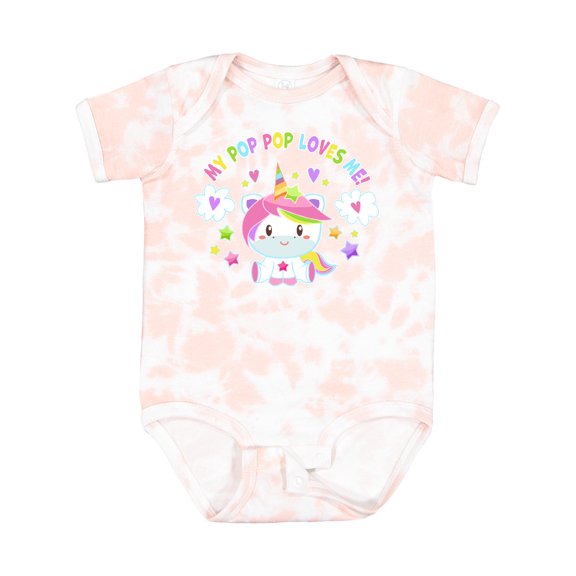 Inktastic My Pop Pop Loves Me with Cute Rainbow Unicorn Boys or Girls Baby Bodysuit