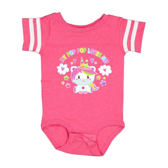 Inktastic My Pop Pop Loves Me with Cute Rainbow Unicorn Boys or Girls Baby Bodysuit