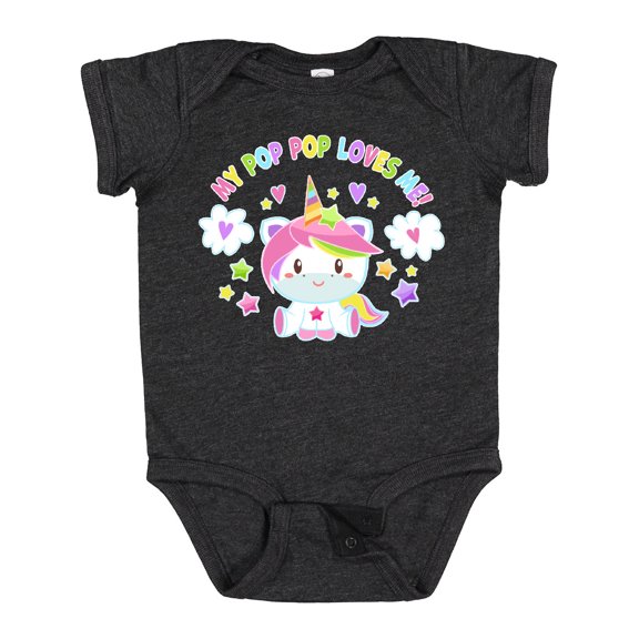 Inktastic My Pop Pop Loves Me with Cute Rainbow Unicorn Boys or Girls Baby Bodysuit