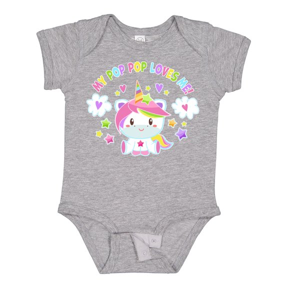 Inktastic My Pop Pop Loves Me with Cute Rainbow Unicorn Boys or Girls Baby Bodysuit