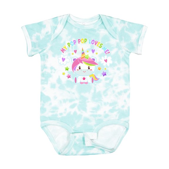 Inktastic My Pop Pop Loves Me with Cute Rainbow Unicorn Boys or Girls Baby Bodysuit