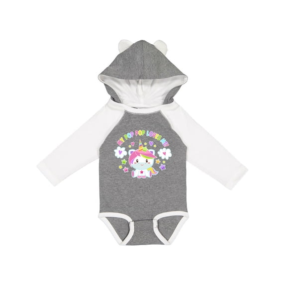 Inktastic My Pop Pop Loves Me with Cute Rainbow Unicorn Boys or Girls Long Sleeve Baby Bodysuit