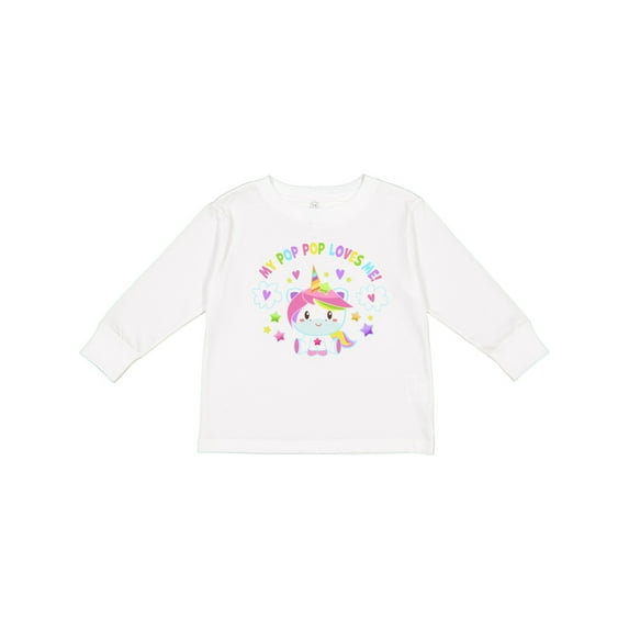 Inktastic My Pop Pop Loves Me with Cute Rainbow Unicorn Boys or Girls Long Sleeve Toddler T-Shirt